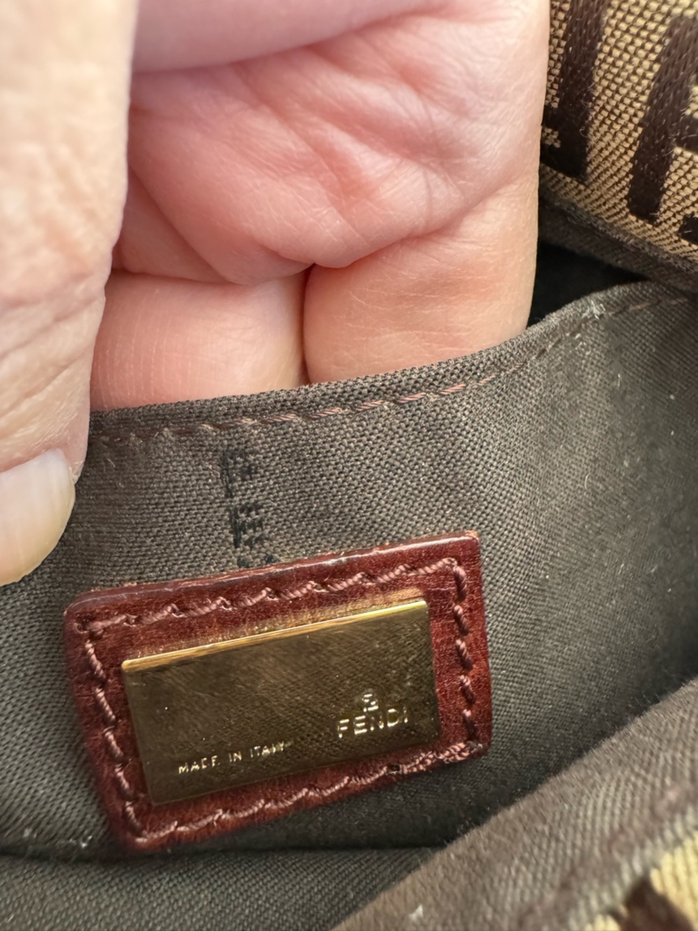 Fendi Vintage Zucchino Brown and Tan Monogram Crossbody Bag w/Dust Bag and COA - Picture 12 of 16